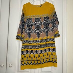 J. CREW Yellow and Black Patterned Dress (A3)
